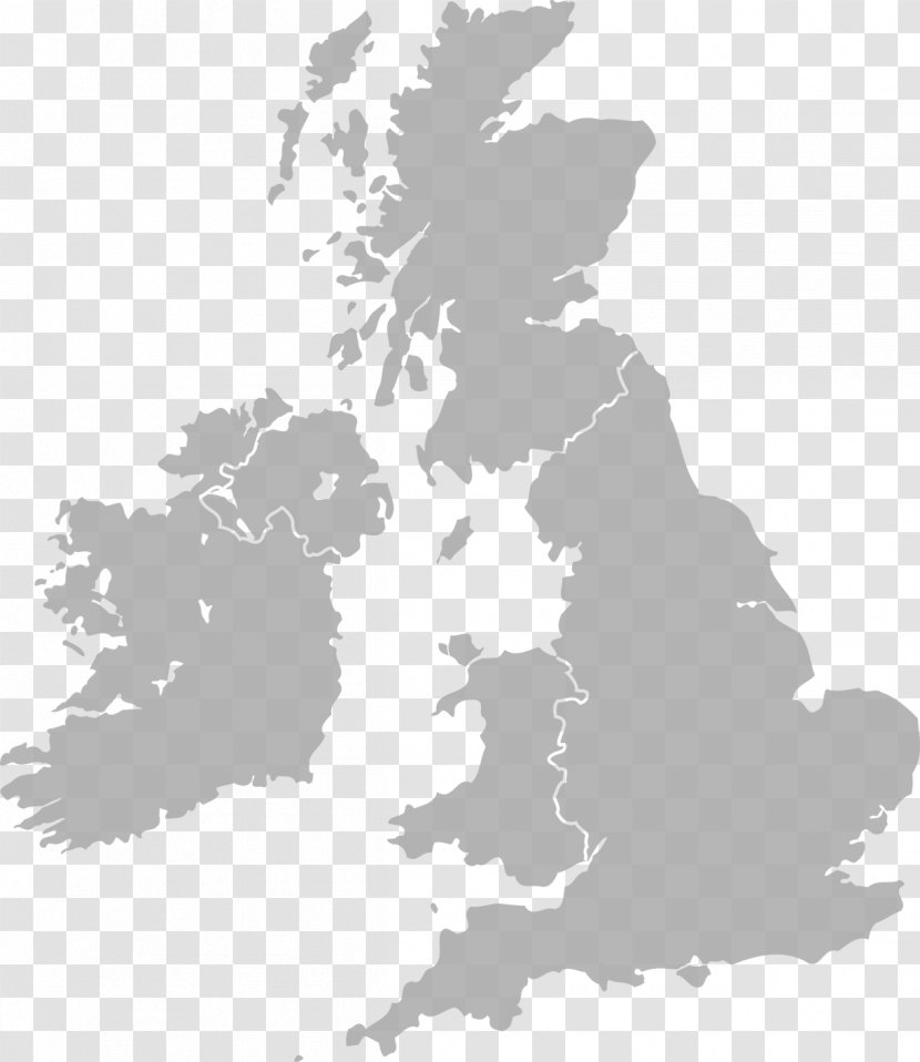 England British Isles Map - Black And White Transparent PNG