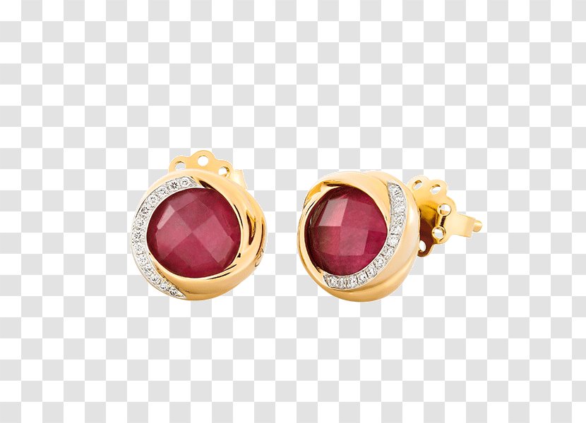 Ruby Earring Jewellery Bijou Diamond - Gold Transparent PNG