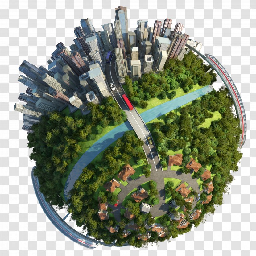 Globe Stock Photography Royalty-free City Illustration - Transport - Earth Fantasy Picture Painted Green Image,Environmental Transparent PNG