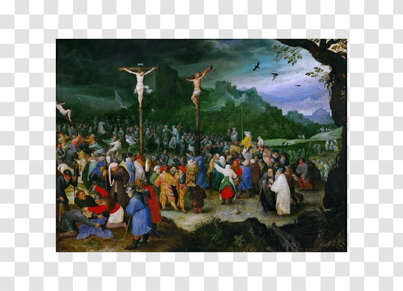 The Three Crosses Crucifixion Of Jesus Painting Raising Cross Transparent PNG