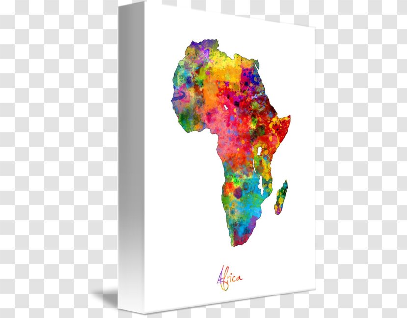 Africa Art Map Watercolor Painting Canvas Print Transparent PNG