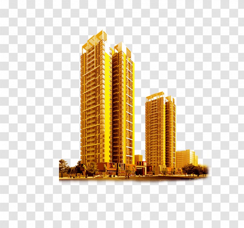Building Skyscraper Real Estate Tower - Highdefinition Television - Golden City Construction Transparent PNG