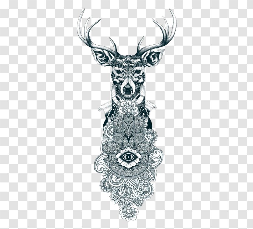 Abziehtattoo Mandala Drawing Deer - Animal - Wolf Tattoo Watercolor Transparent PNG