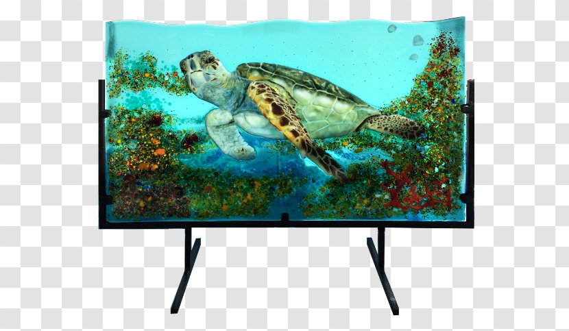 Loggerhead Sea Turtle Fused Glass Dichroic - Bowl - Coral Transparent PNG