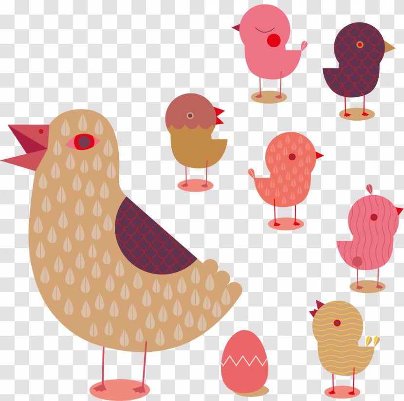 Chicken Goose Hen Rooster - Vector Lovely Floral Style Bird Transparent PNG