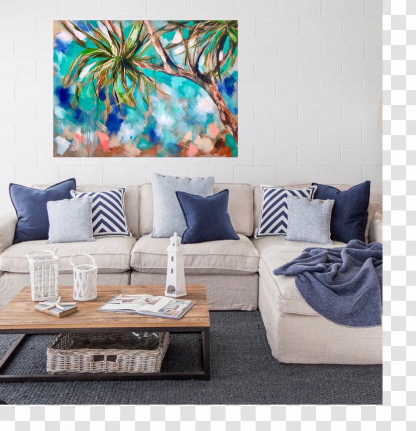 Linen Canvas Oil Paint The Beach Furniture Couch - Artist - Interior Design Transparent PNG