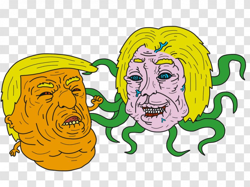Between Scylla And Charybdis Drawing Illustration - Smile - Hillary Caricature Transparent PNG