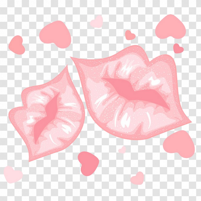 Pink Lip Valentines Day - Kiss - Lips And Love Transparent PNG