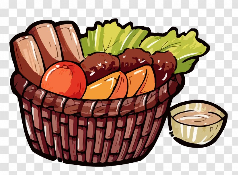 Hong Kong Cuisine Cartoon Gastronomy - Food - Fruits And Vegetables Basket Transparent PNG