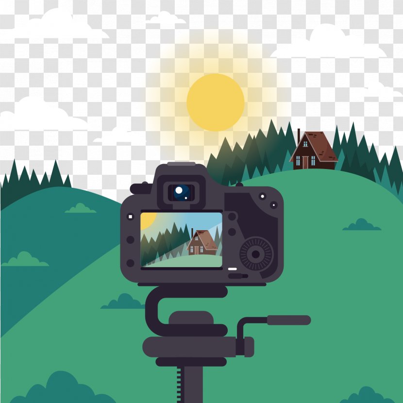Shoot Camera Outskirts Scenery Vector Material - Photographer - Product Design Transparent PNG