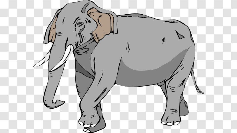 Asian Elephant Tusk Clip Art - Dog Like Mammal - Images Black And White Transparent PNG