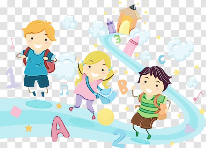 Kids Playing Cartoon - In The Snow - Toddler Sharing Transparent PNG