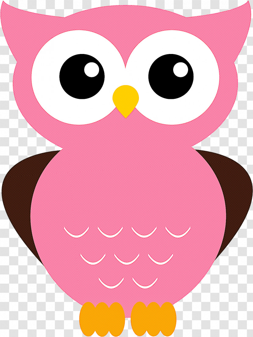 Owl Pink Cartoon Bird Of Prey Bird Transparent PNG