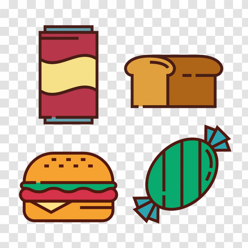 Hamburger French Fries Bread Pudding Fried Chicken Food - Candy - Hand Painted Black Lines Burger Transparent PNG