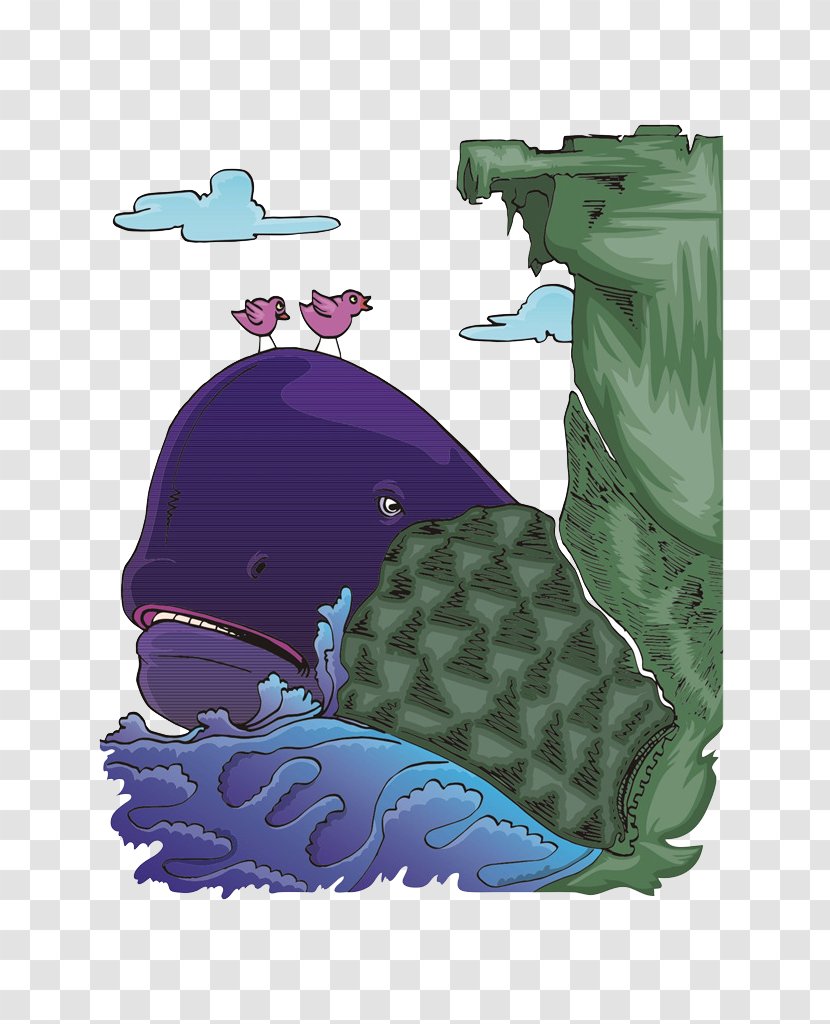 Whale Cartoon Green - Watercolor Painting - Purple Transparent PNG