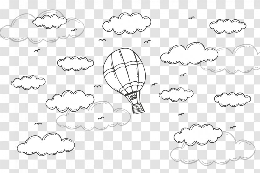 Drawing Cloud Euclidean Vector - Watercolor - Hot Air Balloon Transparent PNG