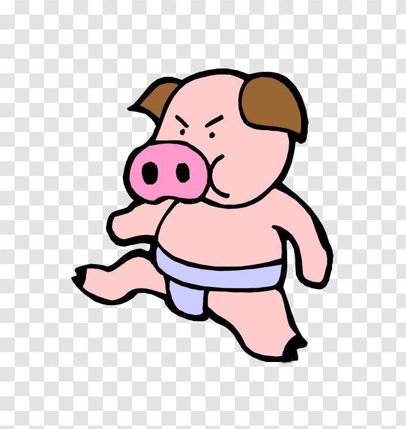 Domestic Pig Cartoon Clip Art - Sweep With The Nose Of Material Transparent PNG