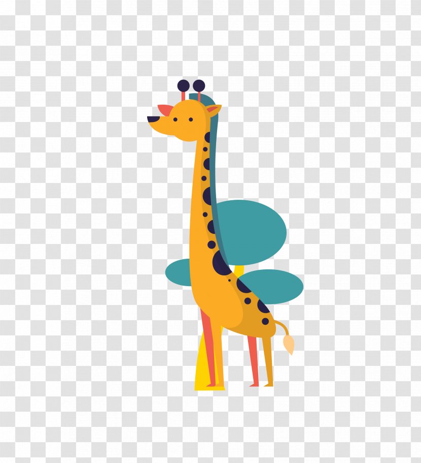 Giraffe Flat Design Lion - Vector Color Small Animal Transparent PNG
