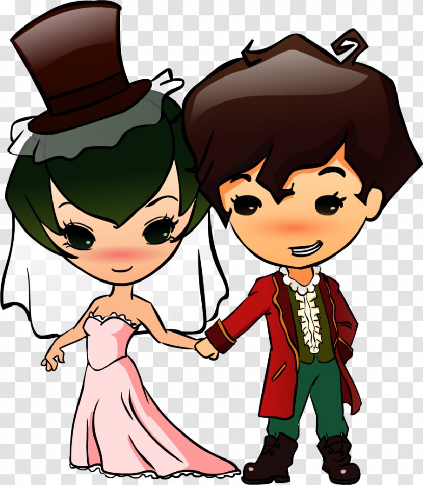 Marriage Wedding Cartoon Drawing - Flower - Bride And Groom Transparent PNG
