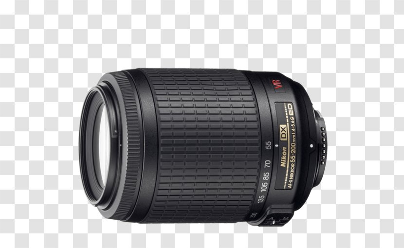 Nikon AF-S DX Zoom-Nikkor 55-200mm F/4-5.6G Nikkor 55-300mm F/4.5-5.6G ED VR Telephoto Zoom F/4.0-5.6G II 35mm F/1.8G - Camera Lens Transparent PNG