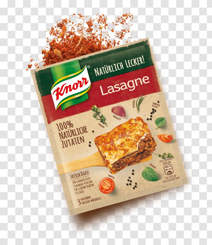Vegetarian Cuisine Lasagne Bolognese Sauce Recipe Knorr - Essen Trinken - Snack Transparent PNG