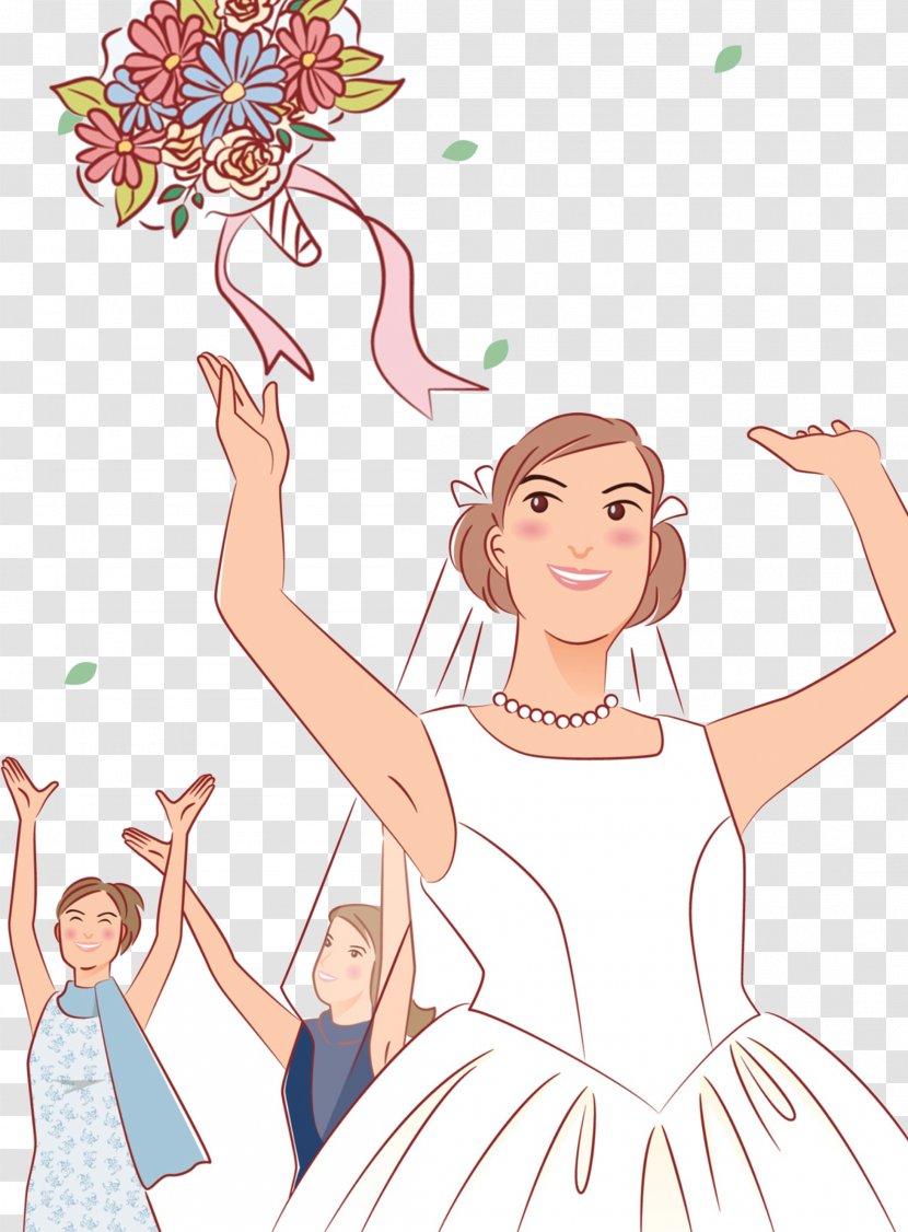 Bride Wedding Photography Illustration - Heart - Throwing The Ball Transparent PNG