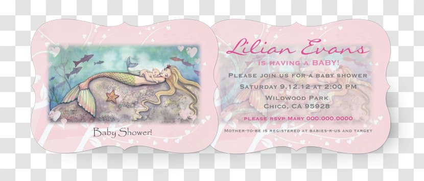 Wedding Invitation Baby Shower Convite Infant Paper - Mother - Mermaid Transparent PNG