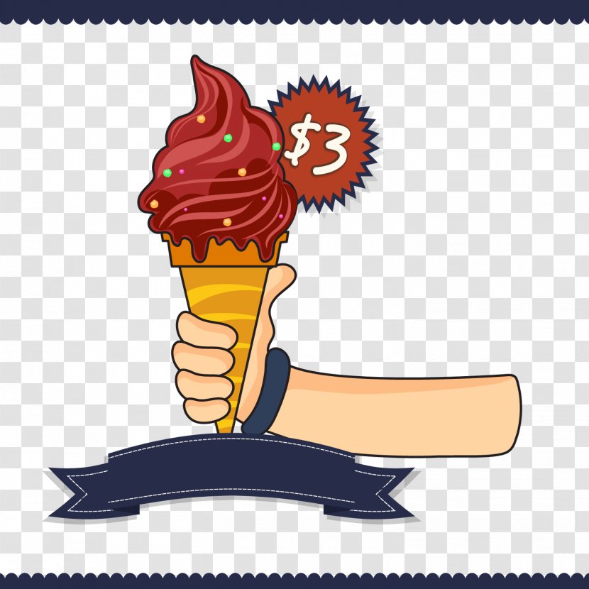 Chocolate Ice Cream Drawing - Poster - Holding The Vector Transparent PNG
