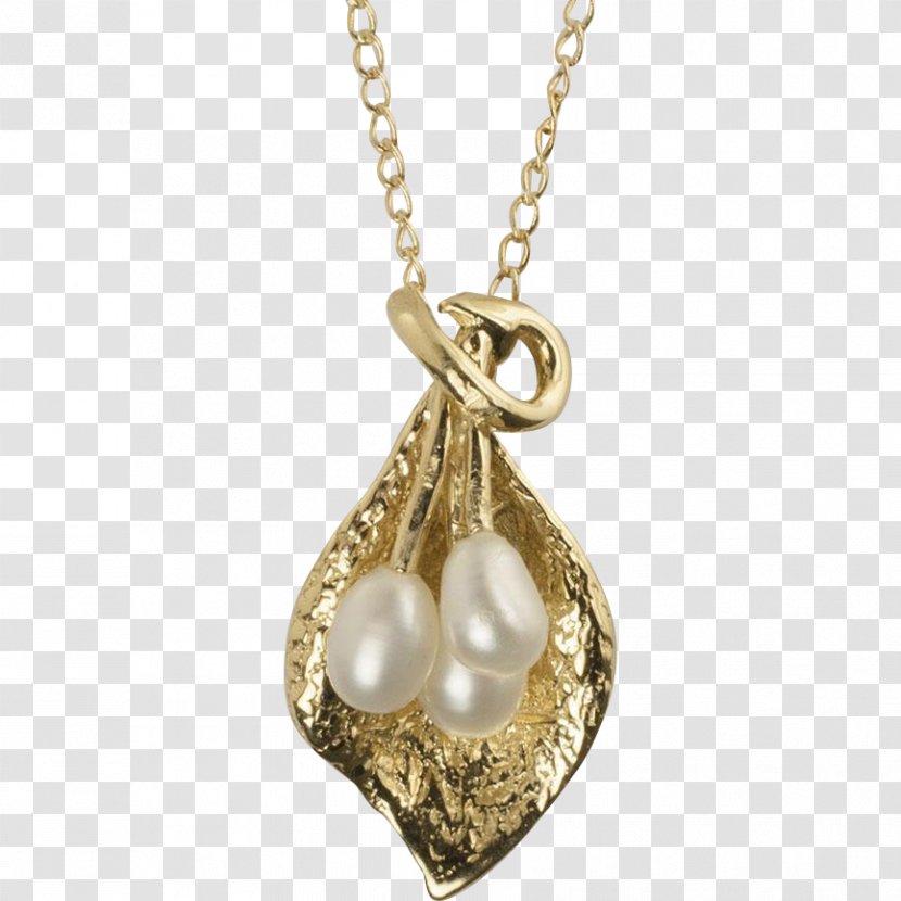 Locket Pearl Necklace Gold Transparent PNG