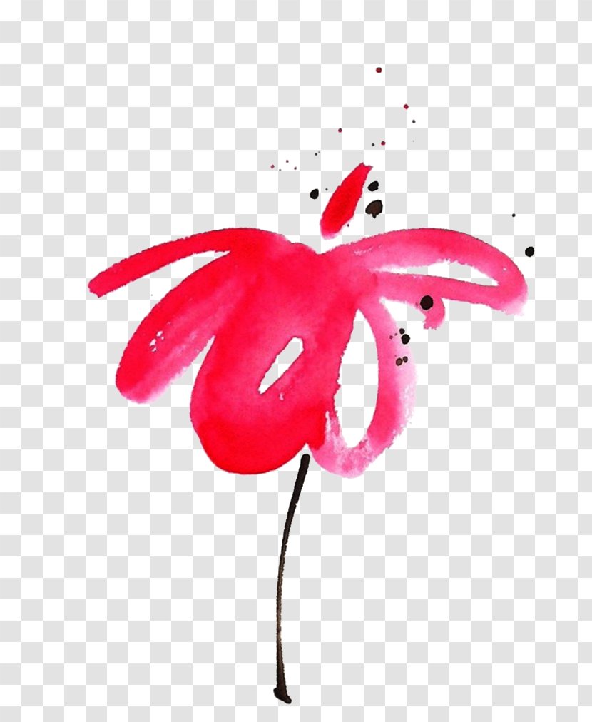 Watercolor Painting Creative Work Illustration - Pink - Ink Flowers Transparent PNG