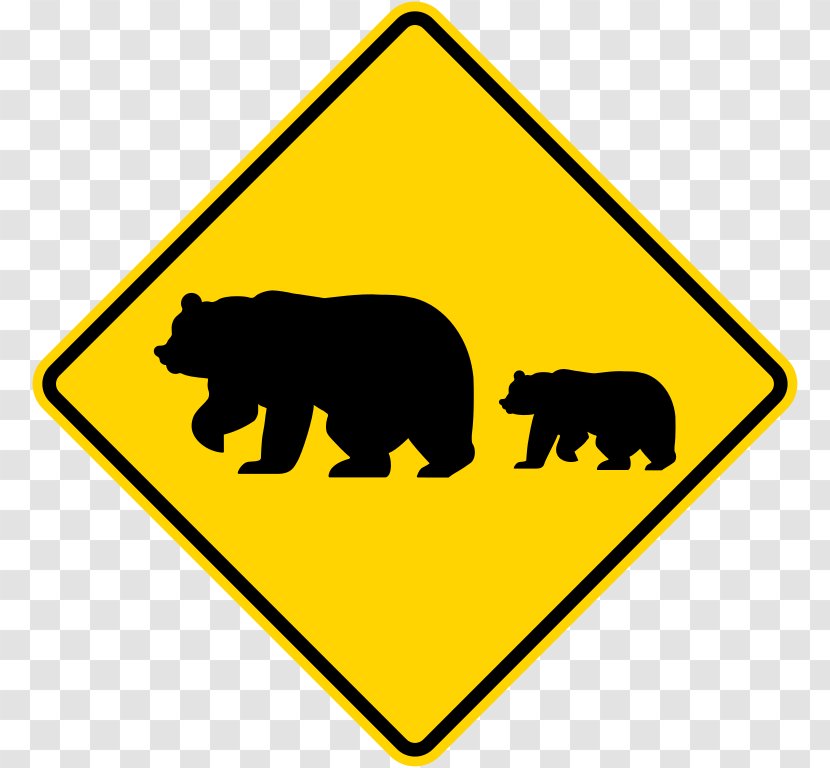 Beware Of Bears! Traffic Sign Warning - Bear Transparent PNG