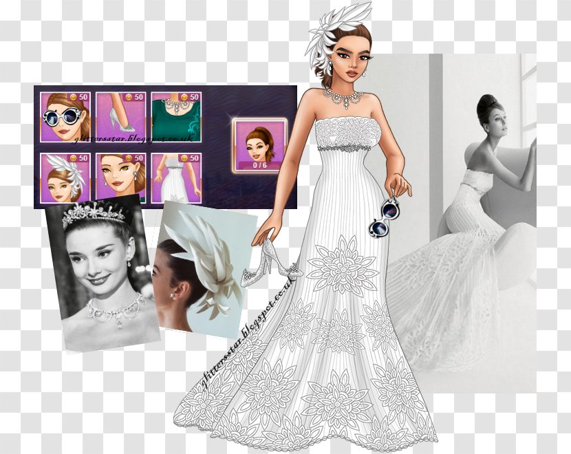 Contemporary Western Wedding Dress Bride Cocktail Gown - Cartoon - Audrey Hepburn Transparent PNG