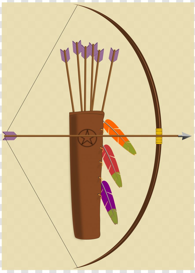Quiver Bow And Arrow Archery Clip Art - Longbow Transparent PNG