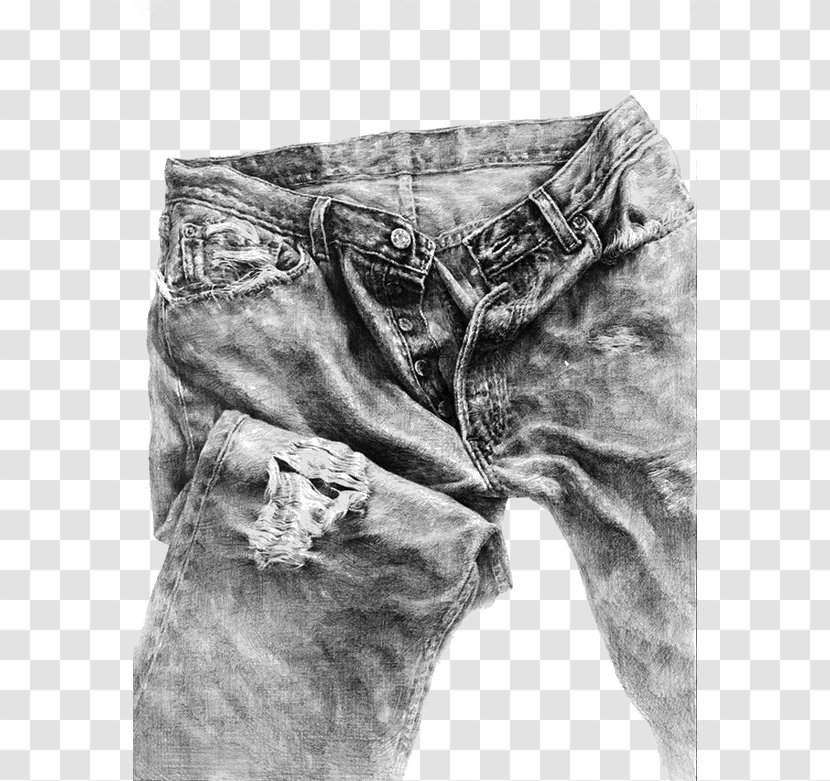 Drawing Painting Art Jeans Sketch - Black And White Transparent PNG