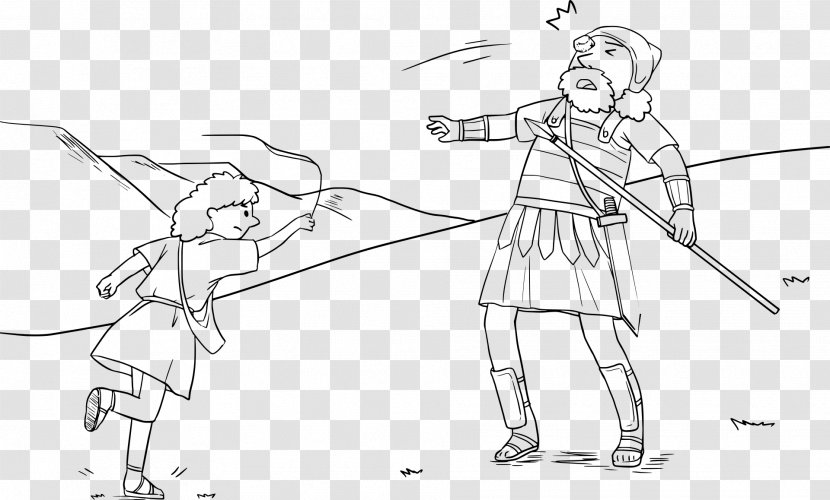 Homo Sapiens Drawing Sling Coloring Book Stone - David And Goliath Transparent PNG