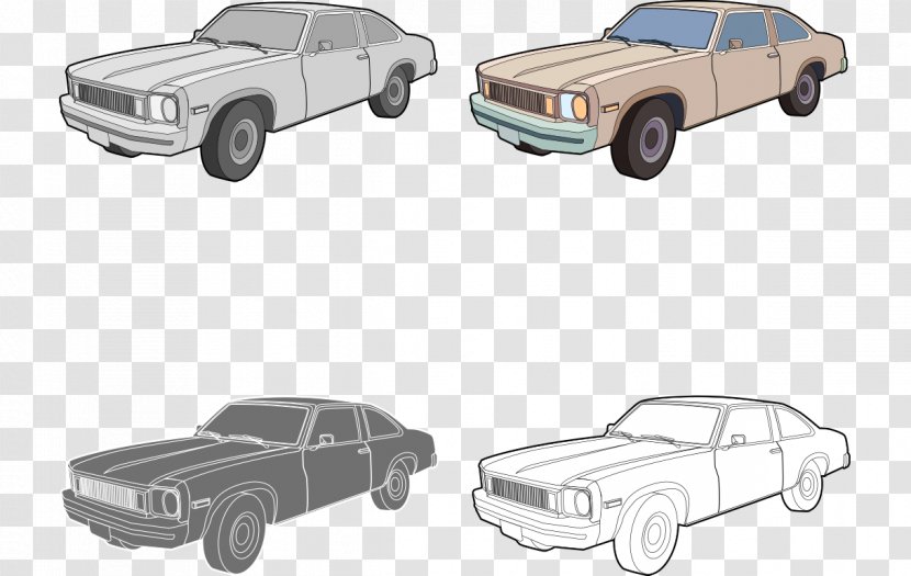 Vintage Car Drawing - Full Size - Classic Artwork Hand-drawn Cartoon Transparent PNG