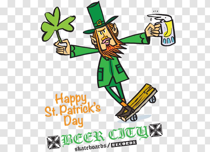 Beer City Skateboard Sticker Clip Art - Symbol - Happy St. Patrick's Day Transparent PNG