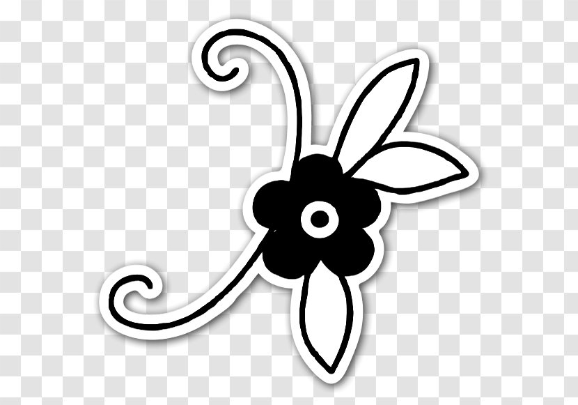 Line Art Body Jewellery Flower White Clip - Black And Transparent PNG