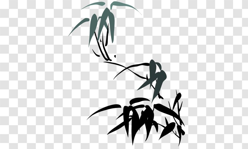 Bamboo Ink Wash Painting Chinese - Silhouette - Green And Fresh Leaves Decorative Patterns Transparent PNG