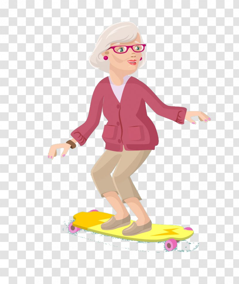 Old Age - Flower - Skateboarding Elderly Transparent PNG