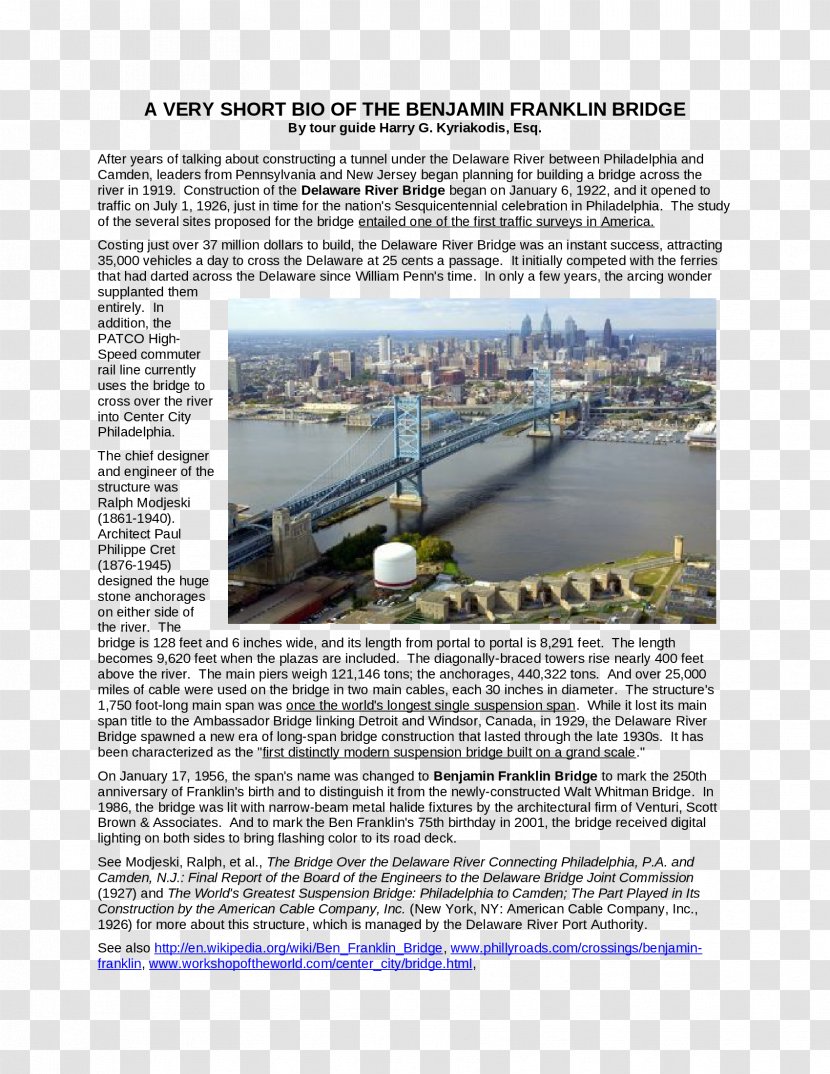 Benjamin Franklin Bridge Water Resources Newspaper Transparent PNG