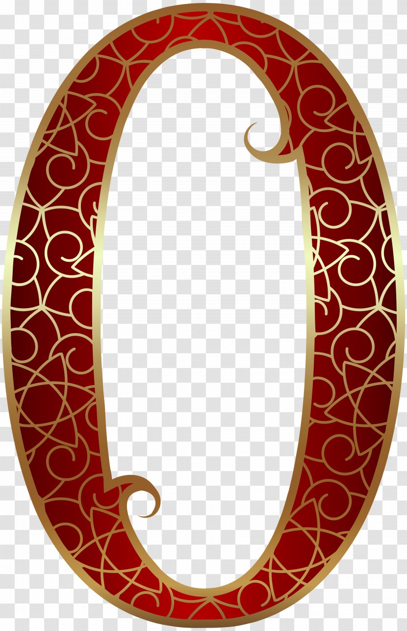Clip Art - Color - Gold Red Number Zero Image Transparent PNG