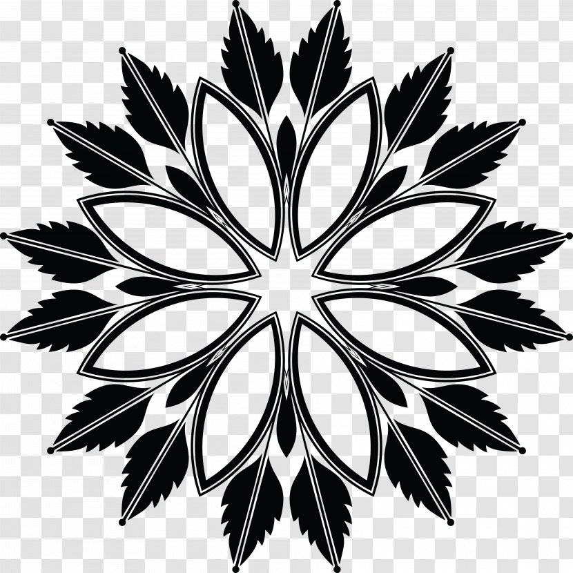 Black And White Floral Design Clip Art - Floralelement Transparent PNG
