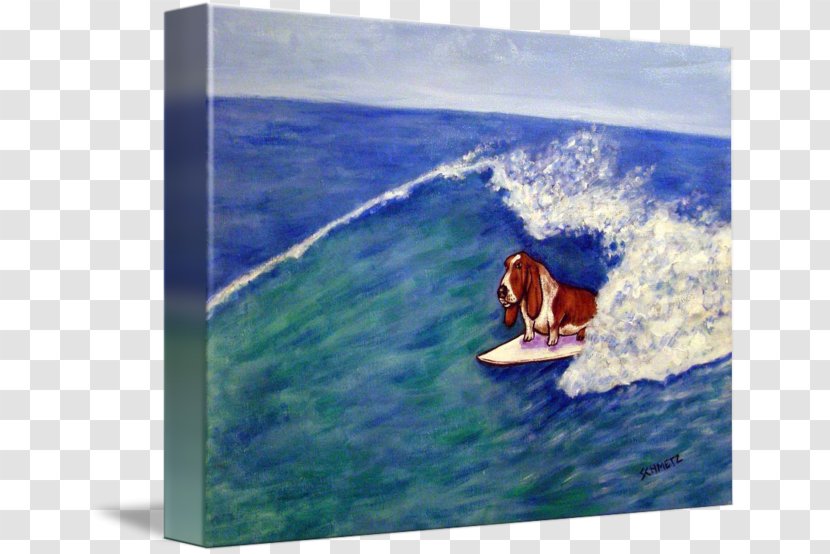 Basset Hound Beagle Dog Surfing Tile Art - Watercolor Surfboard Transparent PNG