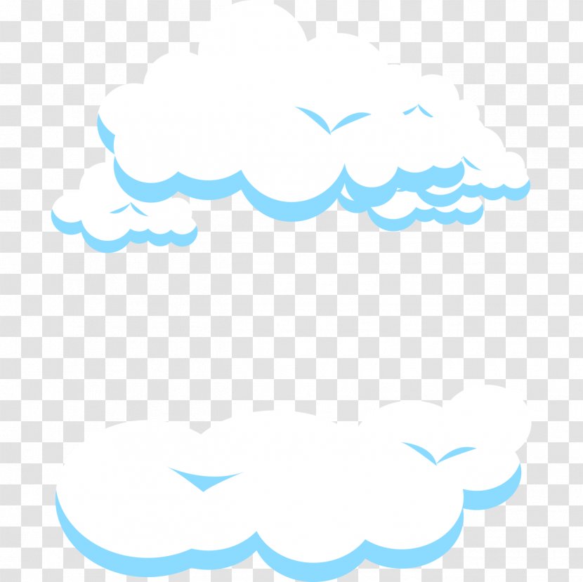 Cloud Blue White - Flat Clouds Style Transparent PNG