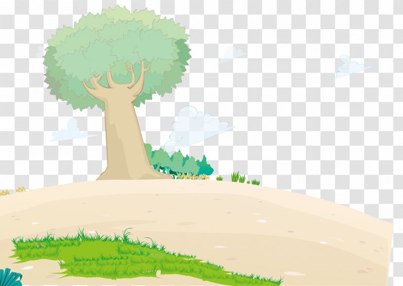 Chicken Farm Clip Art - Agriculture - Cartoon Painted Grass Trees Clouds Transparent PNG