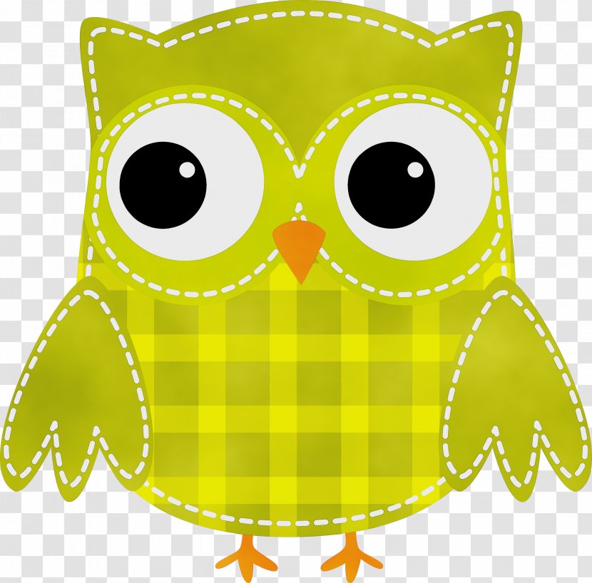 Green Owl Yellow Cartoon Clip Art - Bird Of Prey Textile Transparent PNG