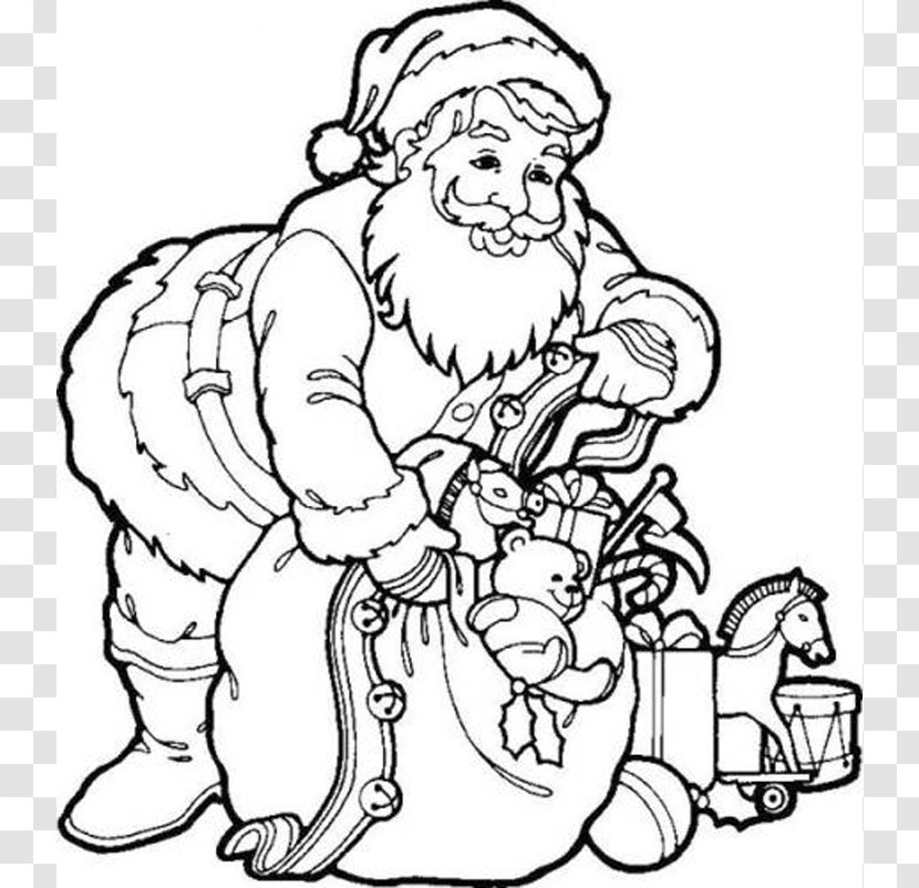 Santa Claus Coloring Book Father Christmas Child - Watercolor - Pictures To Colour Transparent PNG