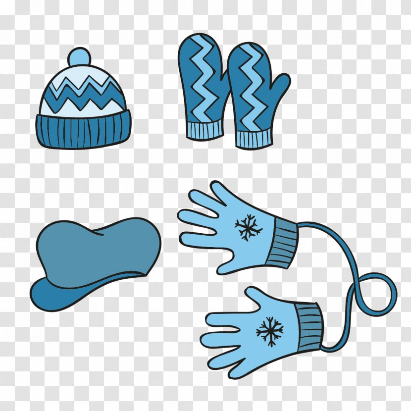 Winter Clothing Glove - Shoe - Blue Hand-painted Clothes Transparent PNG