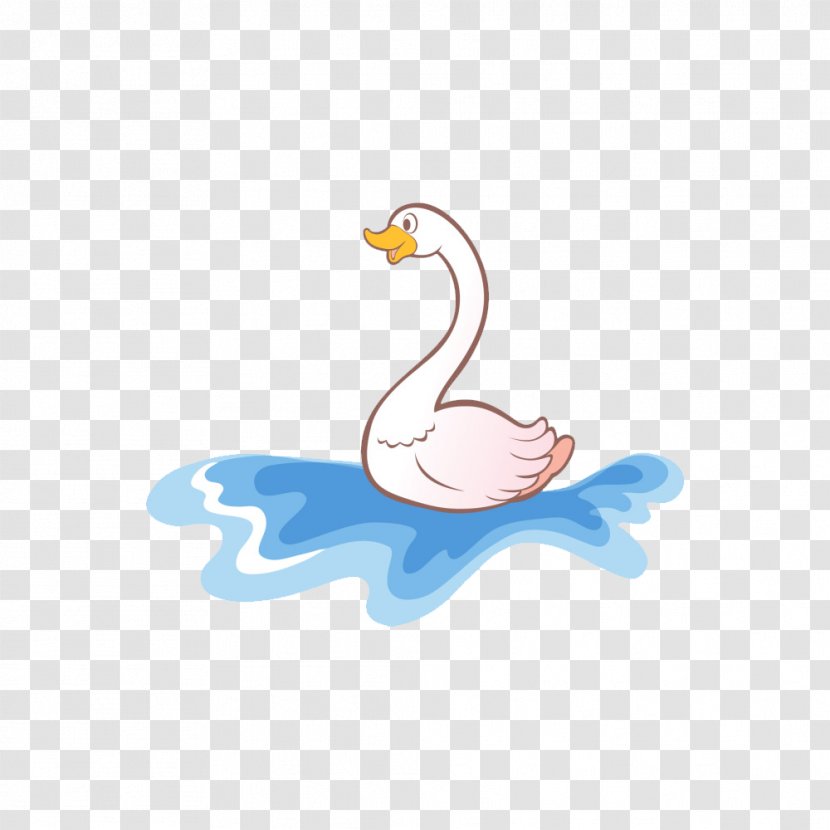 Duck Domestic Goose Cygnini - Cartoon Big White Playing In The Water Transparent PNG